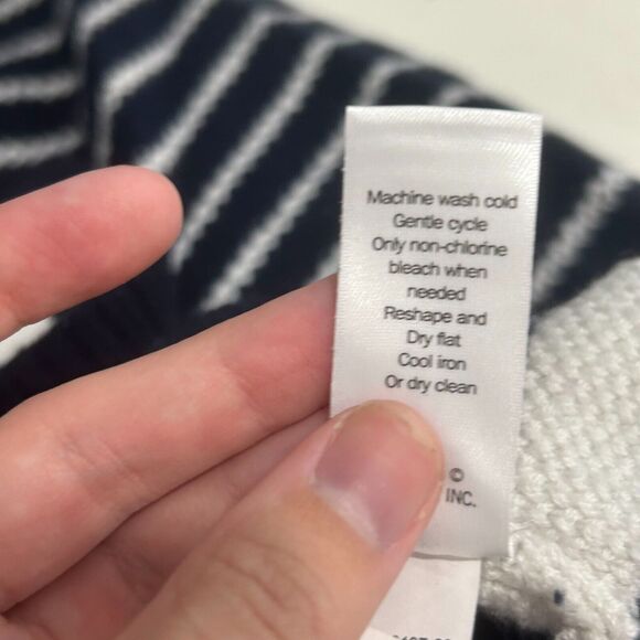 Athleta Kennewick Breton Oversized Stripe Sweater Navy Blue/White Women's Medium - Picture 13 of 13